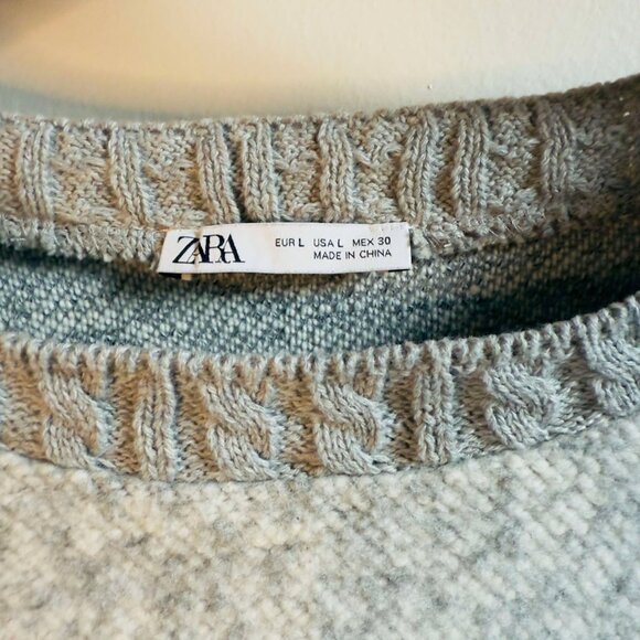 ZARA Chunky Knit Sweater – Gray, Size Large - Picture 2 of 3